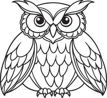 Coloring book for children owl illustration for kids. vector