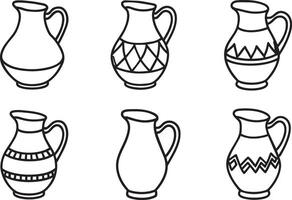 Set of different vases. Hand drawn illustration in doodle style. vector