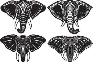 conjunto apagado elefante cabeza icono. aislado en blanco antecedentes vector