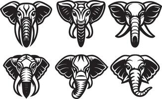 conjunto apagado elefante cabeza icono. aislado en blanco antecedentes vector