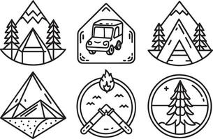 Camping icons set. Outline set of camping icons for web design vector