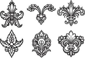 set of decorative elements in the style of Baroque. vector