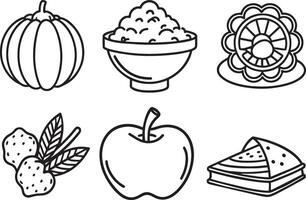 Pumpkin, apple, cake, pie and other food. illustration. vector