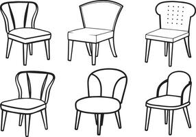 Illustration of a set of different chairs on a white background vector