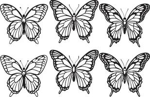 butterflies design set isolated on a white background. r illustration vector