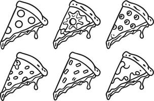 Pizza icon set. Hand drawn illustration of pizza icons for web design vector