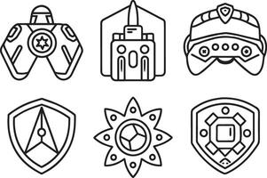 Outline set of gaming icons for web design isolated on white background vector