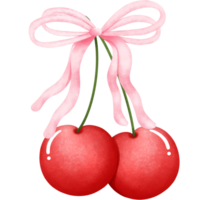 rosado coqueta Cereza arco clipart, mano dibujado acuarela ilustración. png