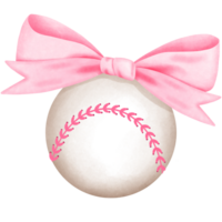 Coquette baseball with pink ribbon bow clipart. png