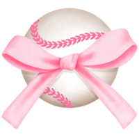 Coquette baseball with pink ribbon bow clipart. png