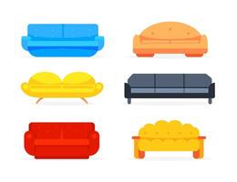 Set of Comfortable sofa. Interior furniture. Domestic couch furniture vector