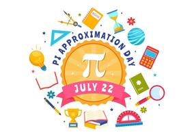 Pi Approximation Day Illustration with Mathematical Constants or Baked Sweet Pie in Flat Cartoon Background vector