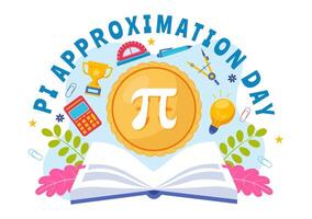 Pi Approximation Day Illustration with Mathematical Constants or Baked Sweet Pie in Flat Cartoon Background vector