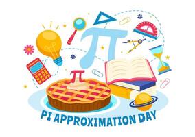 Pi Approximation Day Illustration with Mathematical Constants or Baked Sweet Pie in Flat Cartoon Background vector