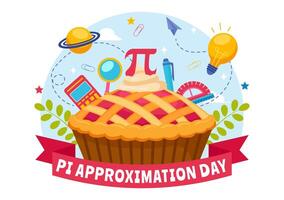 Pi Approximation Day Illustration with Mathematical Constants or Baked Sweet Pie in Flat Cartoon Background vector