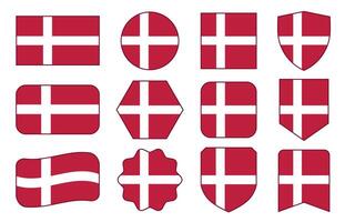 Flag of Denmark in modern abstract shapes, waving, badge, design template vector