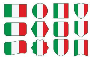 Flag of Italy in modern abstract shapes, waving, badge, design template vector