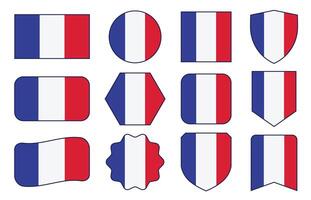 Flag of France in modern abstract shapes, waving, badge, design template vector