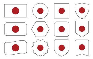 Flag of Japan in modern abstract shapes, waving, badge, design template vector