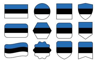 Flag of Estonia in modern abstract shapes, waving, badge, design template vector