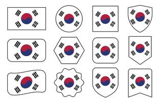 Flag of South Korea in modern abstract shapes, waving, badge, design template vector