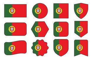 Flag of Portugal in modern abstract shapes, waving, badge, design template vector