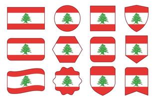 Flag of Lebanon in modern abstract shapes, waving, badge, design template vector