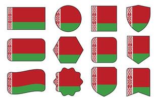 Flag of Belarus in modern abstract shapes, waving, badge, design template vector