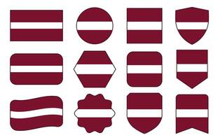 Flag of Latvia in modern abstract shapes, waving, badge, design template vector