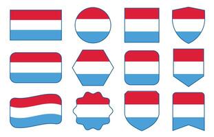 Flag of Luxembourg in modern abstract shapes, waving, badge, design template vector