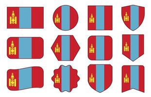 bandera de Mongolia en moderno resumen formas, ondulación, insignia, diseño modelo vector