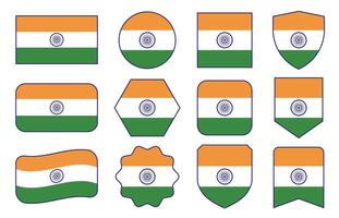 Flag of India in modern abstract shapes, waving, badge, design template vector