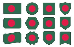 Flag of Bangladesh in modern abstract shapes, waving, badge, design template vector