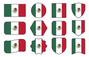 Flag of Mexico in modern abstract shapes, waving, badge, design template vector