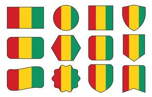 Flag of Guinea in modern abstract shapes, waving, badge, design template vector