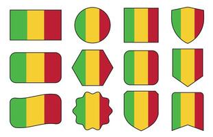 Flag of Mali in modern abstract shapes, waving, badge, design template vector