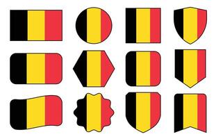 Flag of Belgium in modern abstract shapes, waving, badge, design template vector