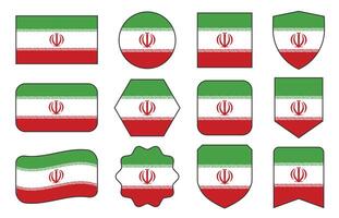 Flag of Iran in modern abstract shapes, waving, badge, design template vector