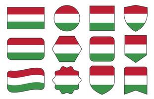 Flag of Hungary in modern abstract shapes, waving, badge, design template vector