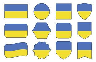 Flag of Ukraine in modern abstract shapes, waving, badge, design template vector