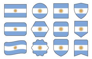 Flag of Argentina in modern abstract shapes, waving, badge, design template vector