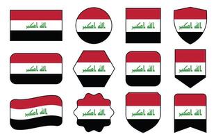 Flag of Iraq in modern abstract shapes, waving, badge, design template vector