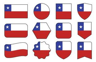 Flag of Chile in modern abstract shapes, waving, badge, design template vector