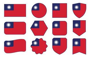 Flag of Taiwan in modern abstract shapes, waving, badge, design template vector