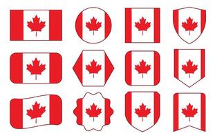 Flag of Canada in modern abstract shapes, waving, badge, design template vector