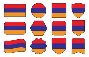 Flag of Armenia in modern abstract shapes, waving, badge, design template vector