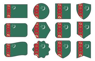 bandera de Turkmenistán en moderno resumen formas, ondulación, insignia, diseño modelo vector