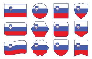 Flag of Slovenia in modern abstract shapes, waving, badge, design template vector