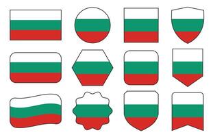 Flag of Bulgaria in modern abstract shapes, waving, badge, design template vector