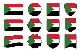 Flag of Sudan in modern abstract shapes, waving, badge, design template vector